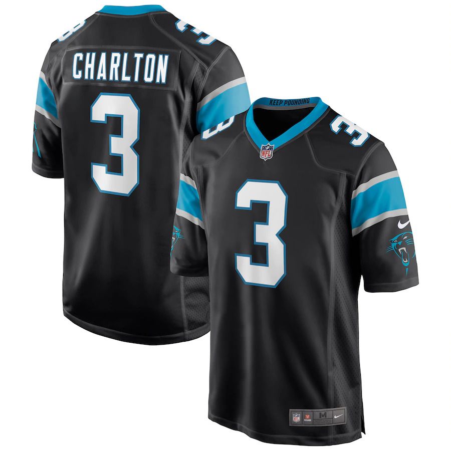 Men Carolina Panthers 3 Joseph Charlton Nike Black Game NFL Jersey